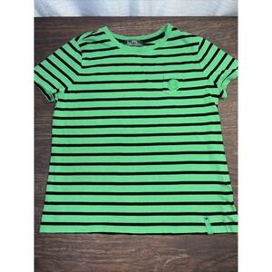 Lauren Active Ralph Lauren Women's Petite Large Green Stripe Short Sleeve Shirt